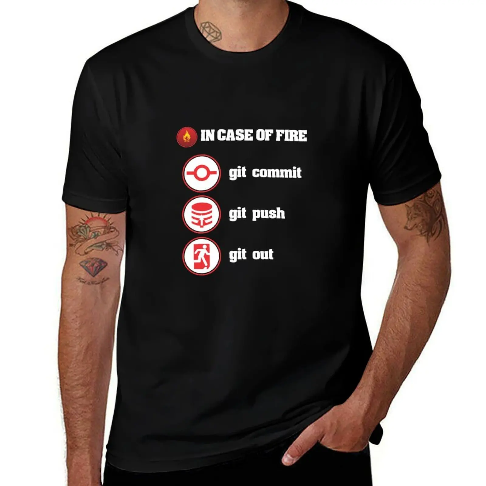 In Case Of Fire Git Commit Git Push Git Out T-Shirt Big Size Daily Wear T-Shirt