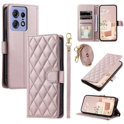 Edge50 Pro 5G Luxury Case For Motorola Edge 50 Fusion Crossbody Strap Leather Flip Book Funda Moto Edge 50 Pro 40 Wallet Cover