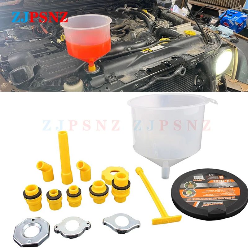 

Car Auto Spill Proof Coolant Filling Kits Fits Vehicles Plastic Filling Funnel Spout Pour Oil Car Auto Tools Universal 15Pcs/Set