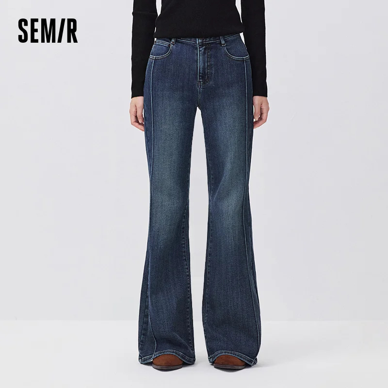 Semir Women Denim Jeans Cooling Touch Antibacterial Loose Fit Raw Hem Hemp Blend Wide Leg 2026 New Winter Daily Wear