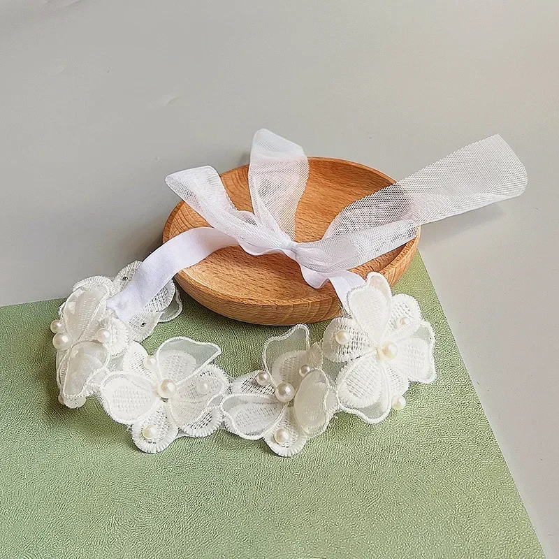 Newborn Baby Lace Headband Princess White Lace Headband Korean Spring and Summer Infant Headwear Headbands for Baby Girls