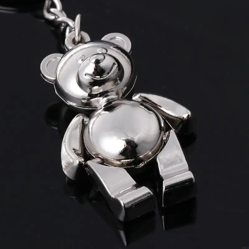 

D0UD Metal Movable Bear Keychain Car for Key Ring Women Charm Accessory 3D Animal Key