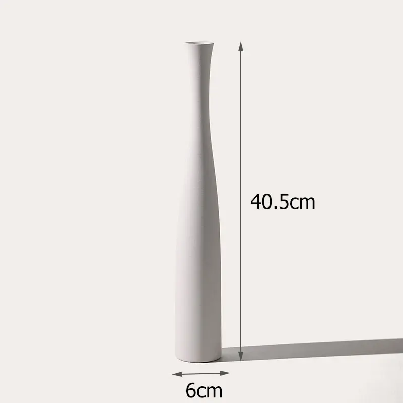 Tall Conic White Flower Vase Bottle Neck Black White Ceramic Slim Bud Vase for Pampas Grass Dry Flower Boho Home Decoration