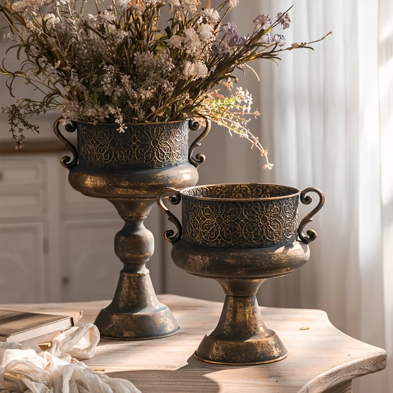 

Light Luxury Vase Home High-End Light Luxury European Court Style Antique Vase Room Decoration Plant Pot Interior Accessories