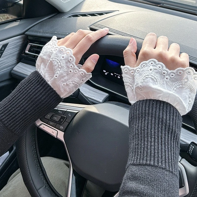 1Pair Spring Fake Sleeved Sweater Extenders Cuffs Women Detachable Fake Sleeves Female Ruffles Blouse Wrist Warmers