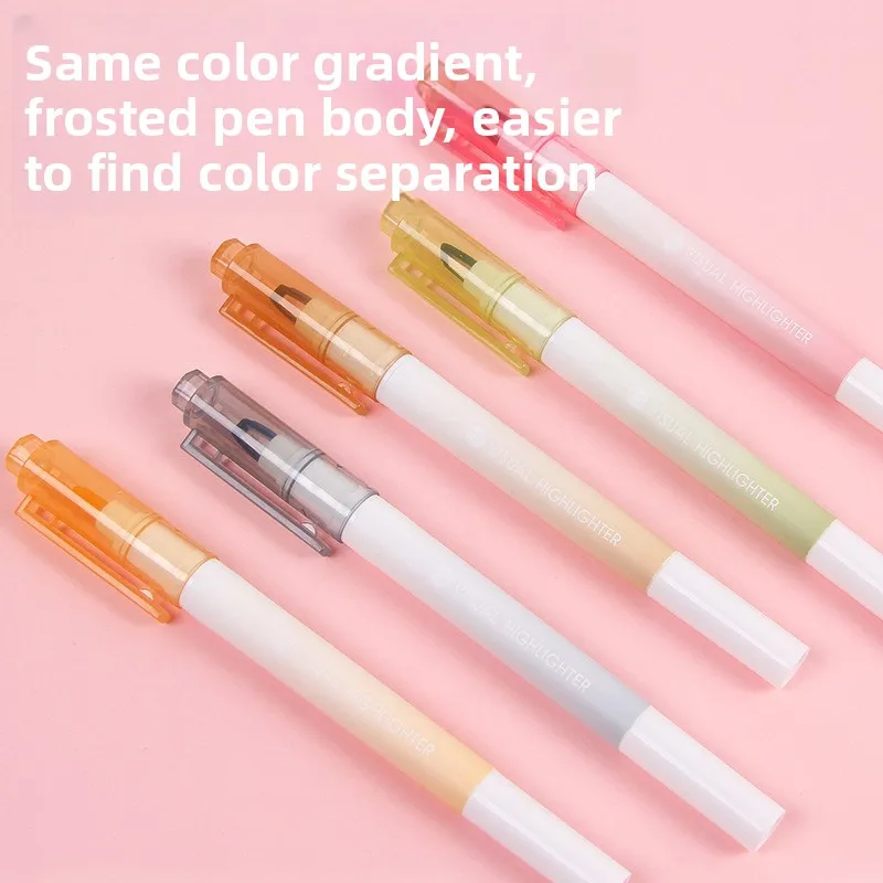 5Colors/Set Double Nib Window  Highlighter Pens Stationery Student Only Key Points Marker Colored Marking Fluorescent Pen