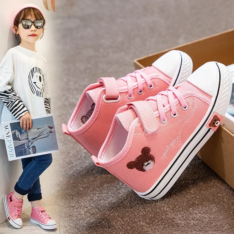 New Child Shoes Boys Girls Canvas Shoes Animal Pattern High-top Casual Shoes Kids Outdoor Riding Students Race Non-slip Sneakers