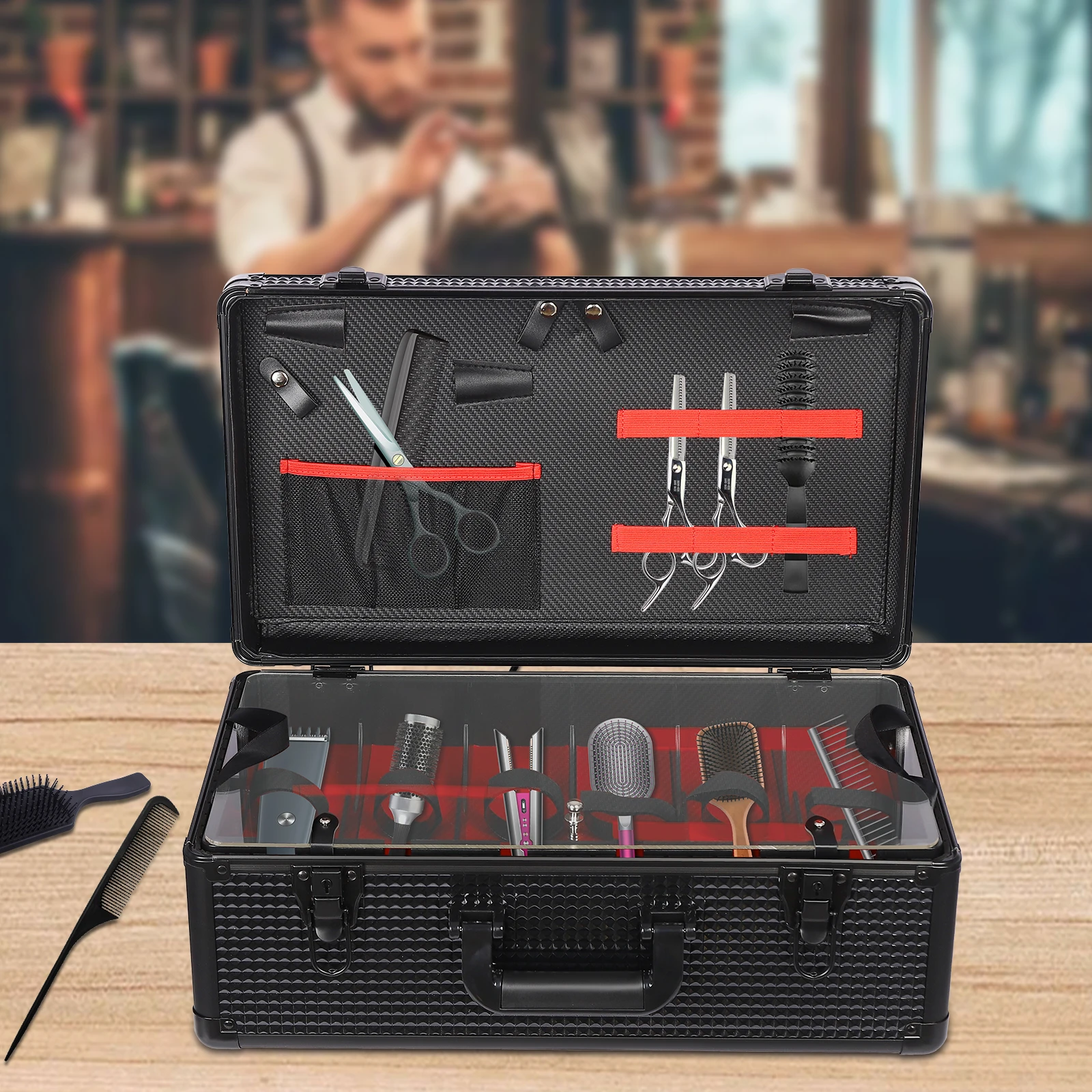 Professional Barber Case 47*19*26cm Barber Makeup Supplies Case10kg Load Capacityy Barber Tool Organizer Case for Storing Barber Supplies In Hair Salons/Beauty Salons
