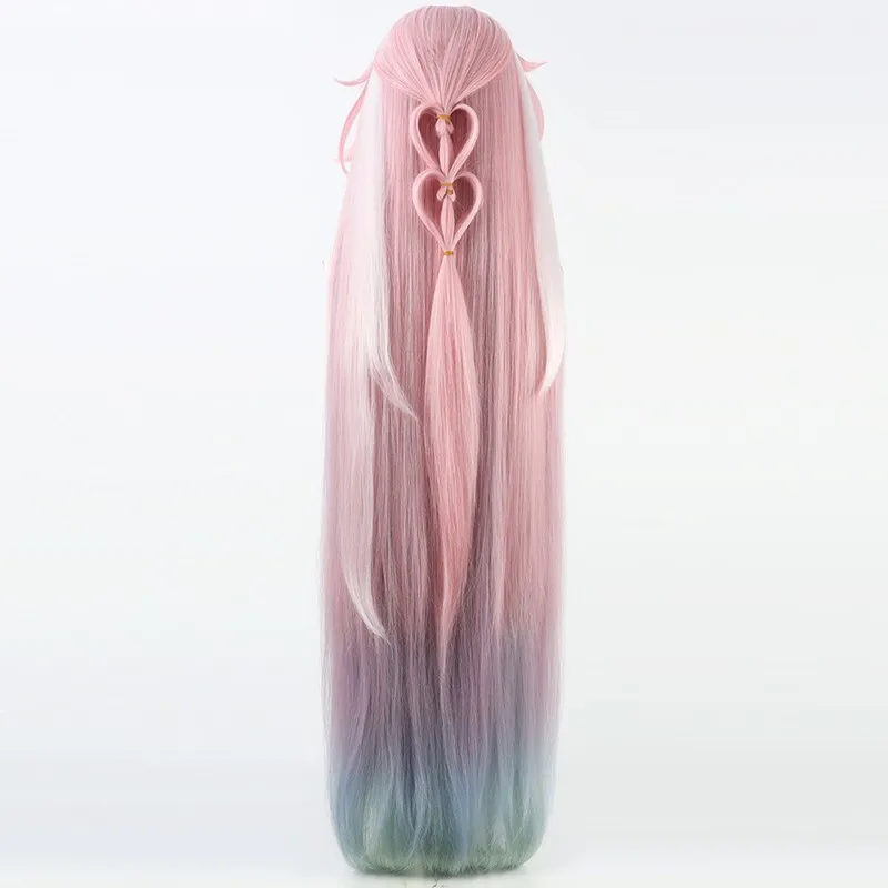 أنيمي سيرين شعر مستعار تأثيري لعبة هونكاي ستار السكك الحديدية الوردي طويل خصلات الشعر المستعار للنساء الفتيات أمفوريوس Aedes Elysiae حفلة الهالوين