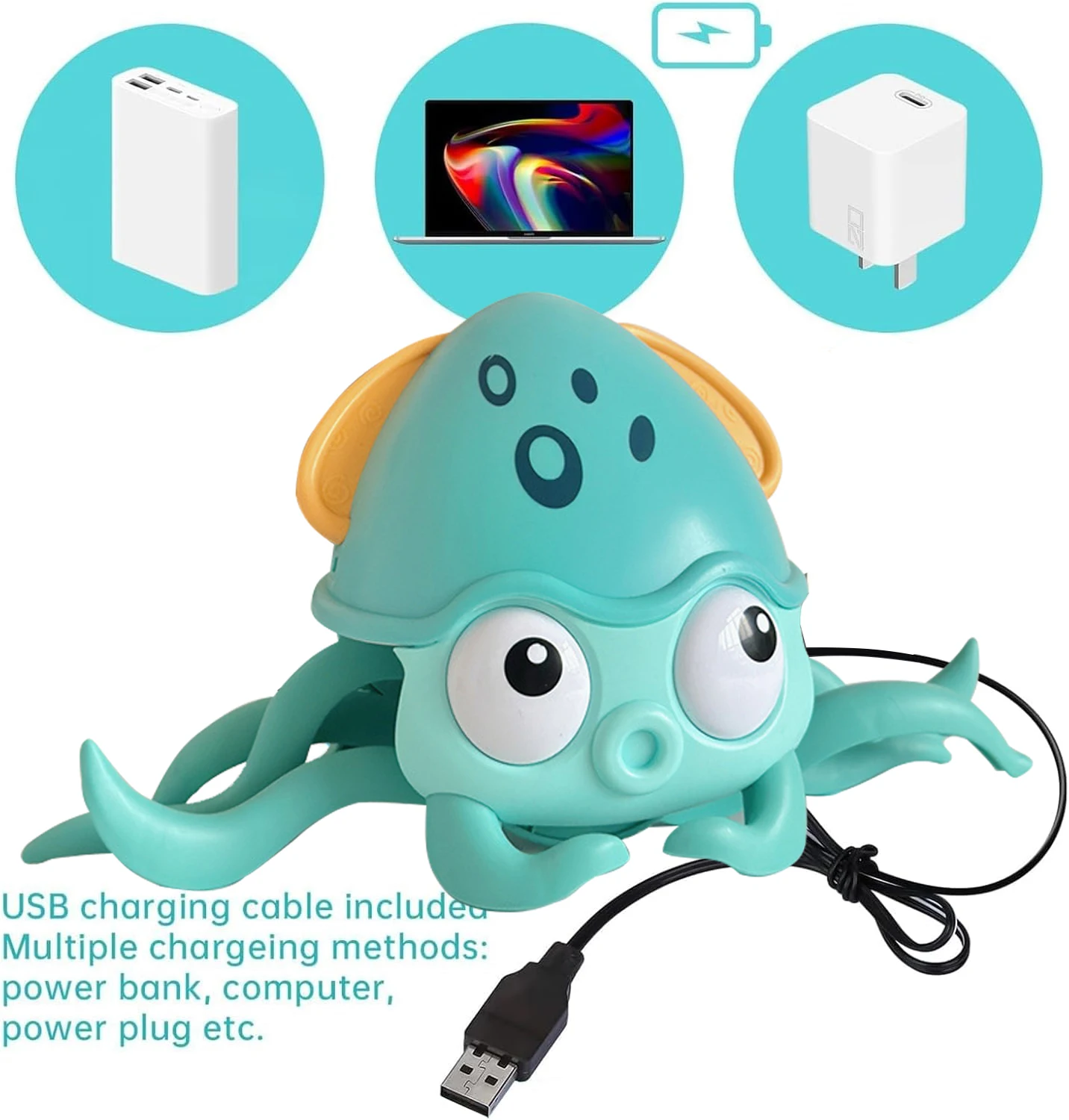 電動ダンシングタコおもちゃ、自動音楽ライトタコ、子供用クロールダンスおもちゃ自動障害物タコおもちゃ3年以上