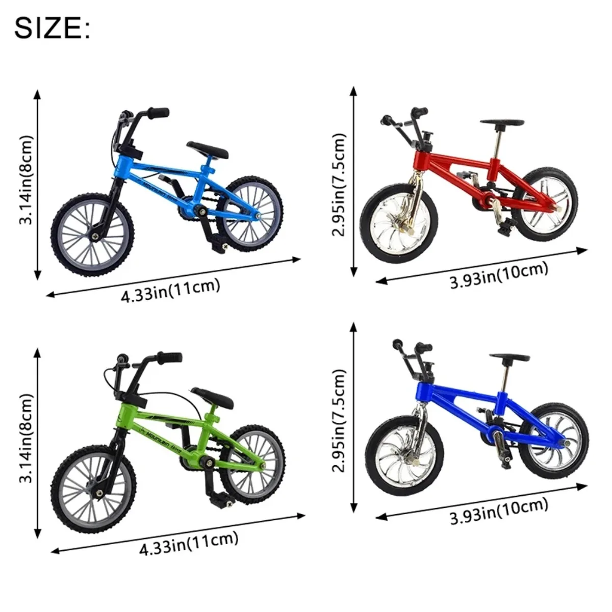 Mini modelo de bicicleta de aleación con estante de estacionamiento, decoración fundida, dedo de montaña de Metal, bicicleta azul, simulación, regalo para niños, juguetes para niños
