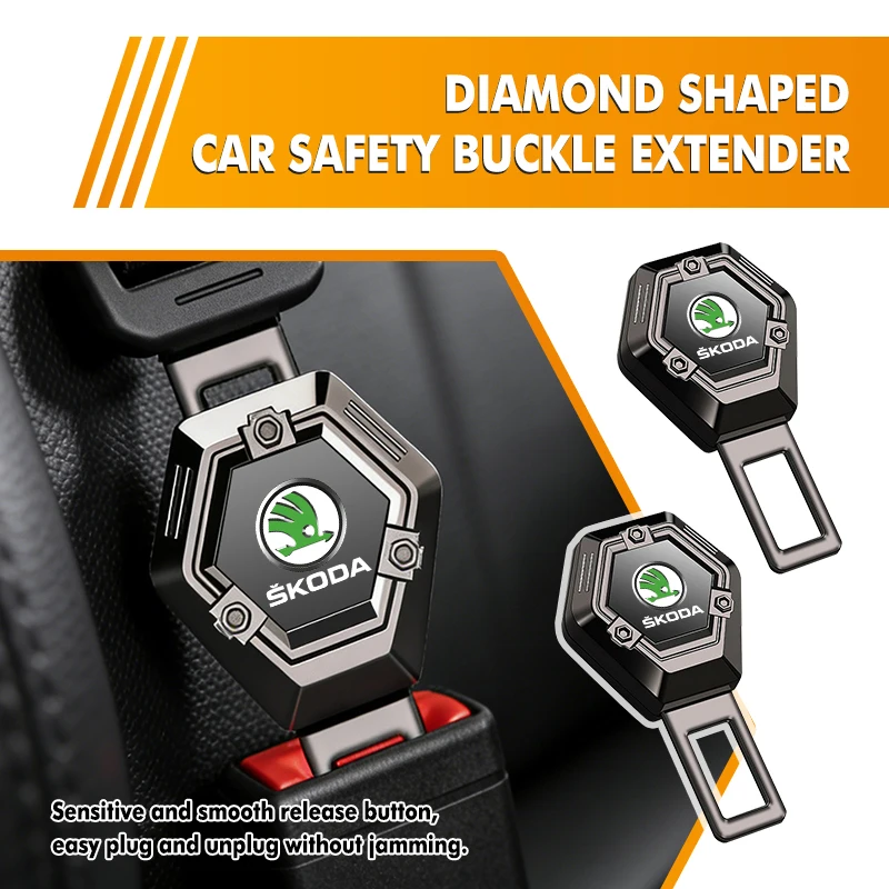 For Skoda Car Seat Belt Buckle Clip Extender Safety Lock Extension Plug Kamiq MK3 Roomster Rapid Kodiaq Karoq Fabia Enyaq