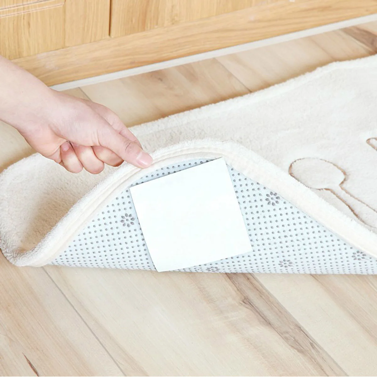 12Pcs with Hook Loop Technology Non Slip Fixed Sticker for Hard Floor Protection No Messy Residue Ideal for Home