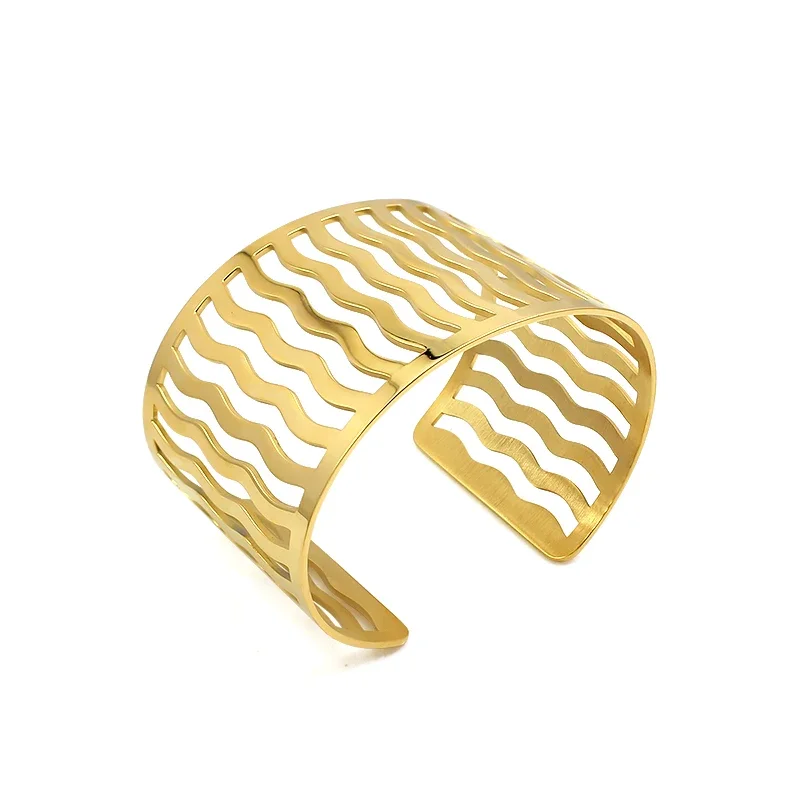 Brazaletes huecos de alta calidad, pulsera de acero inoxidable, brazalete ancho en blanco, joyería, el mejor regalo para niña, pulsera elegante 2024