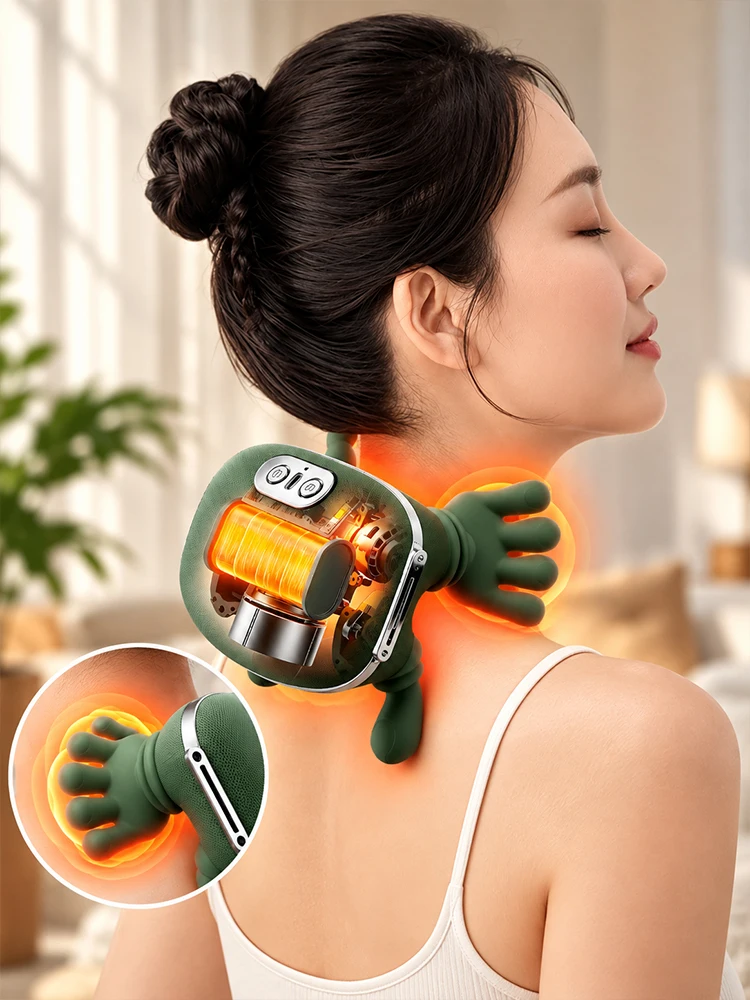 Neck Shoulder Massager Wireless 4D Kneading 2 Heating Levels 3 Massage Modes USB Rechargeable Relaxation Device