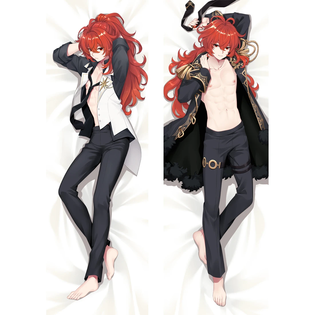 Funda de almohada Genshin Impact Diluc para hombre, disfraz de Dakimakura Diluc, Otaku, abrazando el cuerpo, 50x180cm