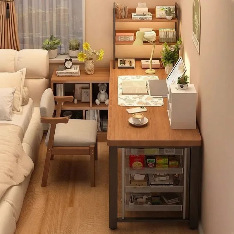 for Computer Desk Corner Desk with Bookcase Bookshelf Integrated Table Multi-functional Writing Study Table for Household