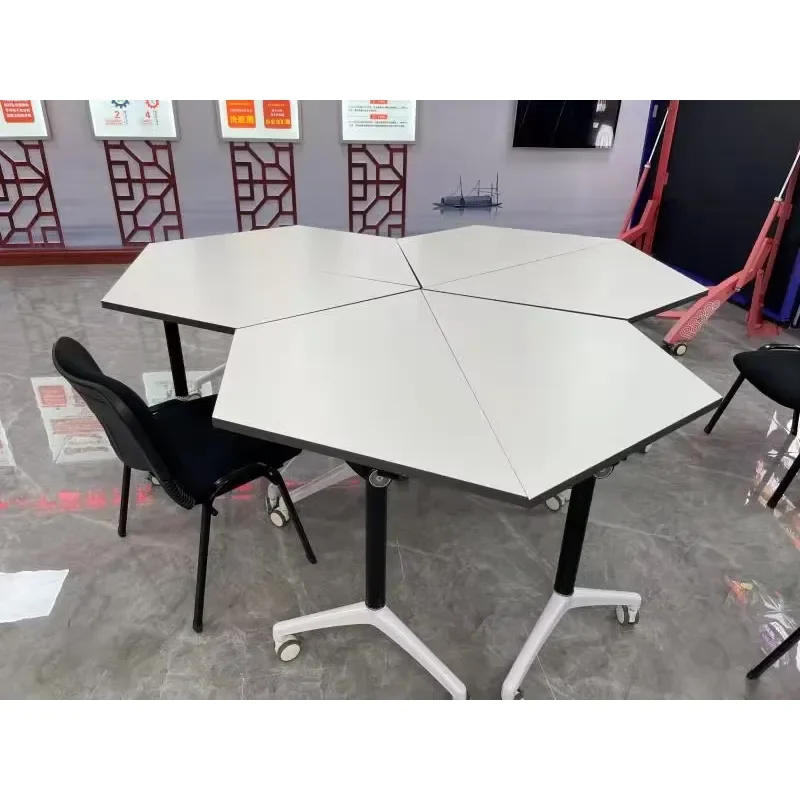 Modern Folding Conference Table With Wheels For Office Meeting Training Workstation Portable Movable Desk Furniture Portable