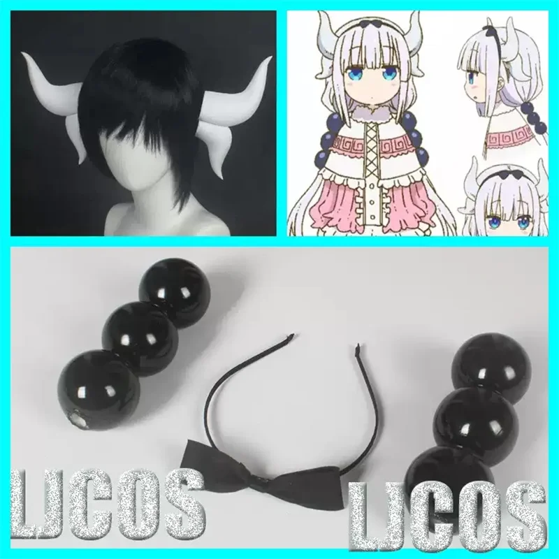 Anime Miss Kobayashi's Dragon Maid Tooru Tohru Kanna Cosplay cuernos diadema cuernos de dragón tocado tocado accesorios de Cosplay