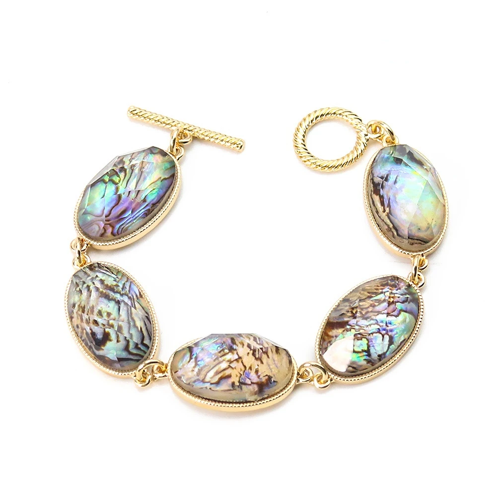 Colorful Abalone Shell Resin Bracelet Bohemia Metal Chain Circlet Charm Bangle Bracelet Jewelry for Women Party Gift