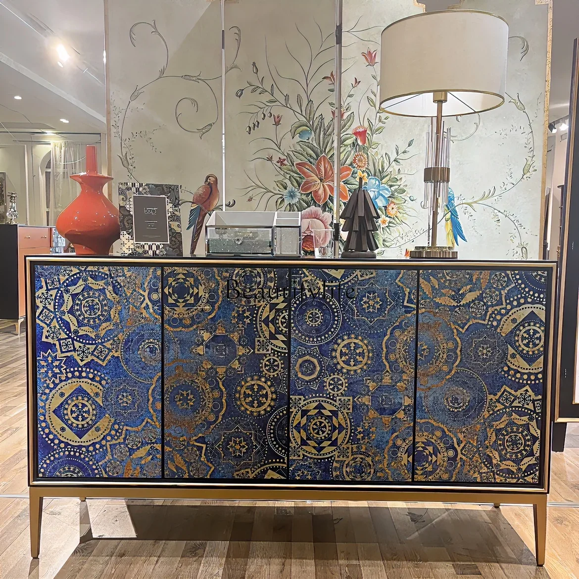 

04*Light luxury entrance living room double door dining side cabinet paint decorative cabinet