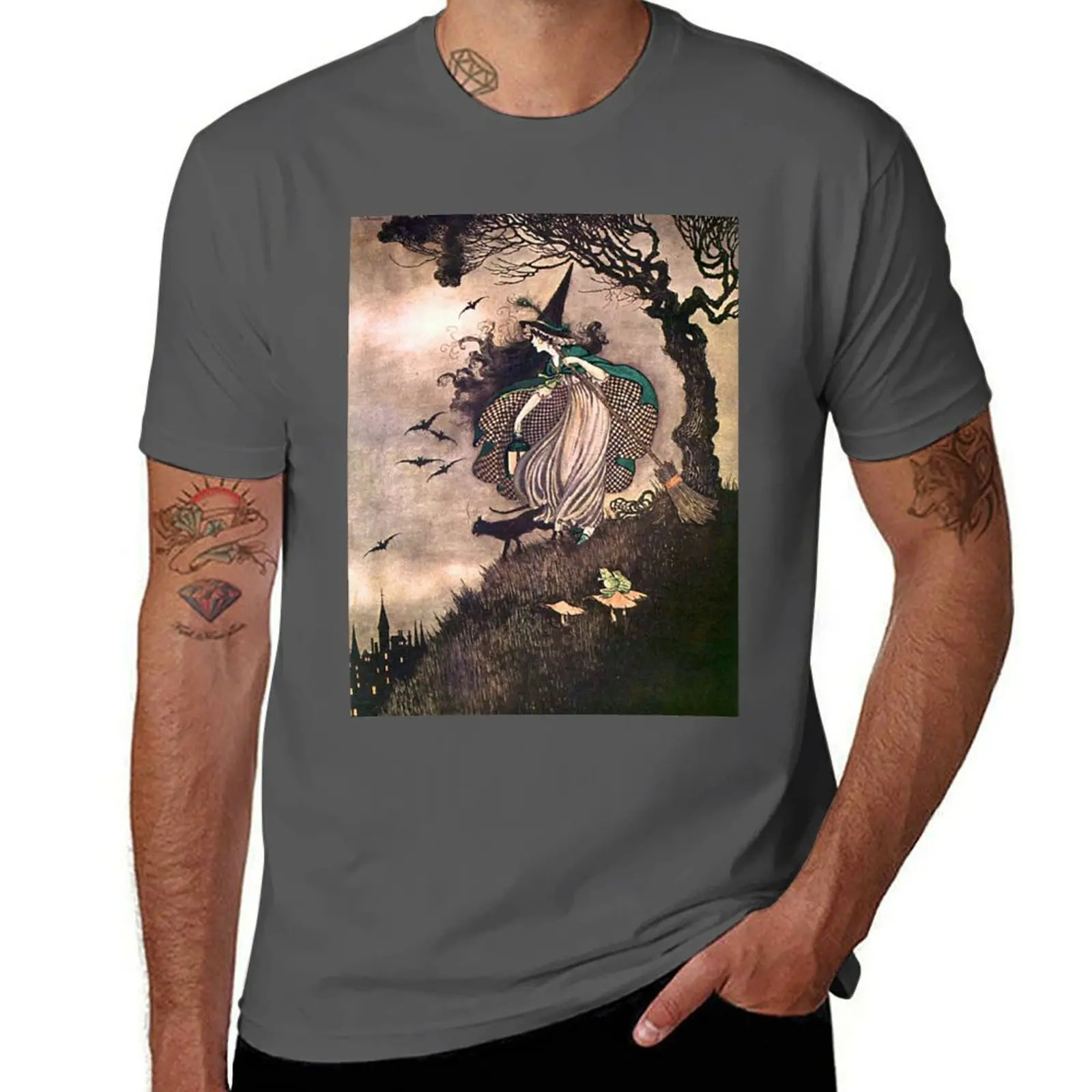 

The Little Witch - Ida Rentoul Outhwaite T-Shirt cotton tshirt 100% man tshirt t shirts for man pack white T-Shirt
