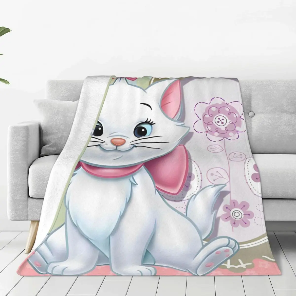 Soft Blanket Airplane Travel Marie Cat Cartoon Throw Blanket Flannel Bedspread For Couch Chair Street Trend Sofa Bed Cover