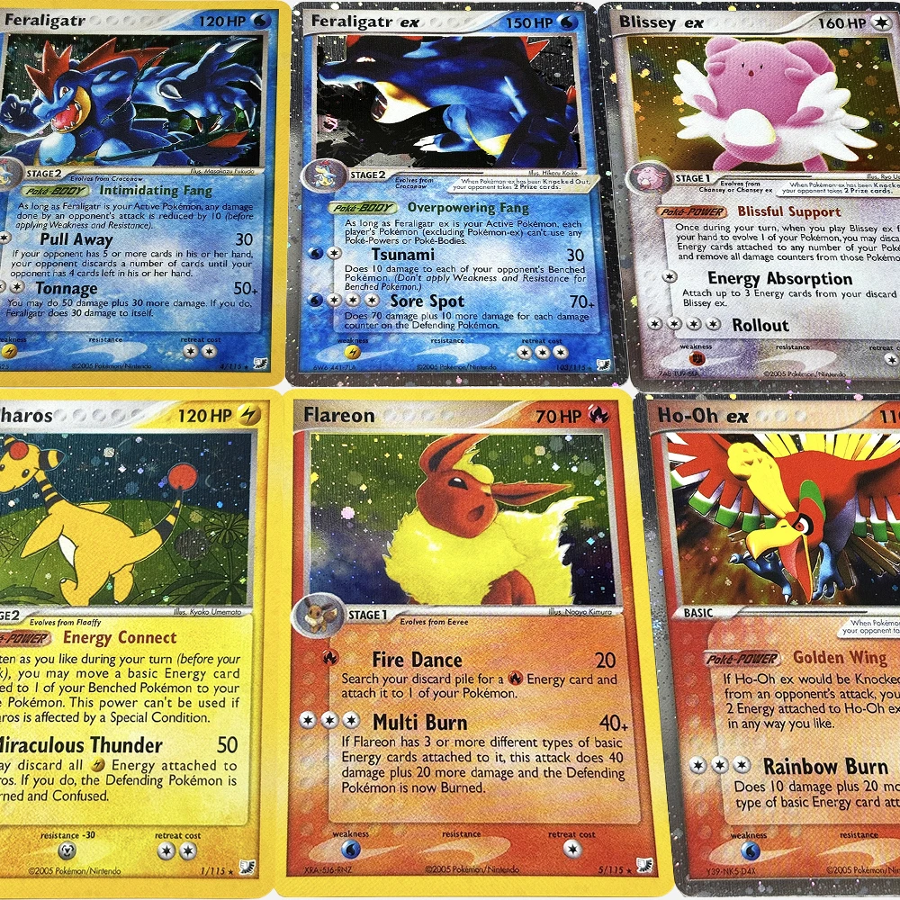 PKM English PTCG Unseen Forces Foil Proxy DIY Game Cards Ampharos Blissey/Feraligatr/Ho-Oh ex Feraligatr Flareon Collectible Toy