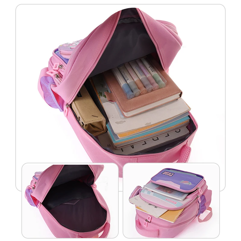 Backpack new style cartoon cute elementary school girl schoolbag sweet princess style simple light color matching backpack