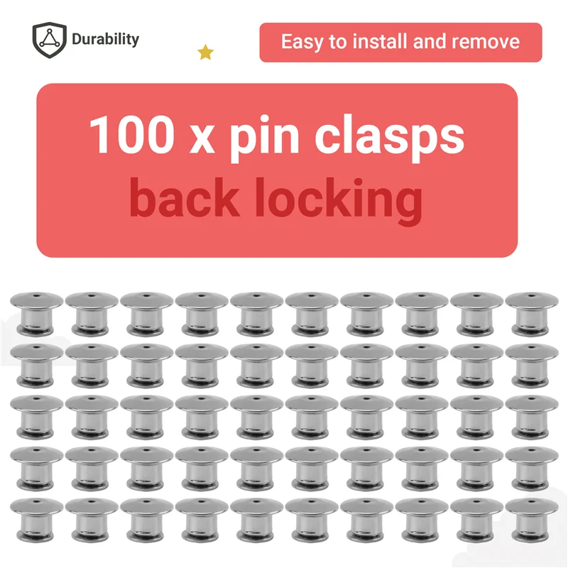 TKOH-100PCS застежки-булавки сзади, фиксирующая застежка для сумки, используемая для фиксации задней части металлической булавки броши, эмалированная булавка на лацкане