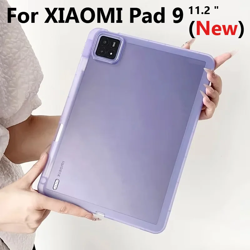 HD Transparent TPU Soft Tablet Case For 2026 New Xiaomi Mi Pad 9 8 7 Pro 11.2 inch With Pencil Slot Thick Clear Shockproof Cover