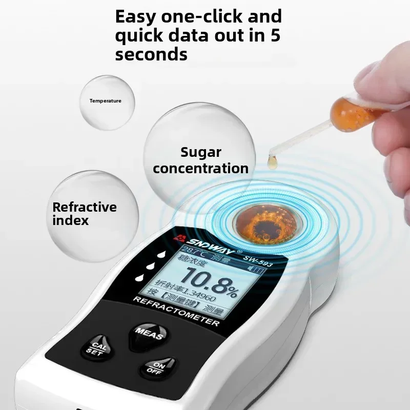 High Accuracy SNDWAY SW593 Digital Refractometer 0-55% Brix Meter LCD Sugar Densimeter For Fruit Wine Beer Alcohol Concentration