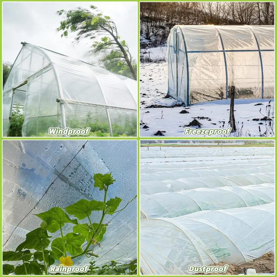 

Пластиковый лист, 6 мил, 12 x 26 футов, прозрачная полиэтиленовая пленка, устойчивая к ультрафиолетовому излучению, устойчивая к разрыву крышка обруча зеленого дома для садоводства