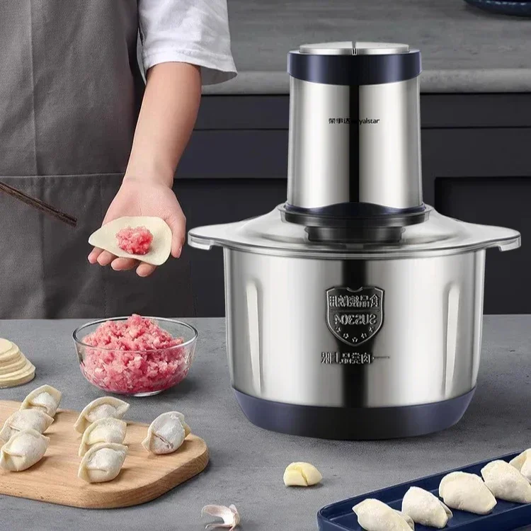 Household Electric Meat Grinder with Multifunctionalities - Small Vegetable Mincer, Pepper & Garlic Paste Maker