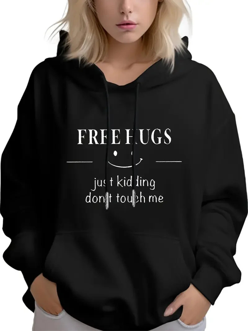 

Забавная повседневная женская толстовка с монограммой и буквенным принтом больших размеров, с длинным рукавом и круглым вырезом, карманами, осенне-зимний уютный вязаный пуловер