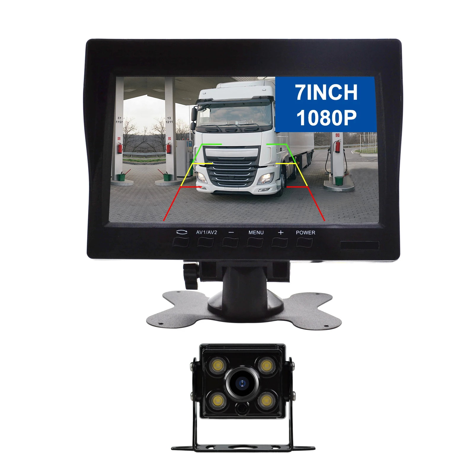 In-Vehicle Full HD Rearview Mirror Camera Dash Cam System with Dual Lens Night Vision 7'' IPS Monitor Waterproof DVR for Truckne