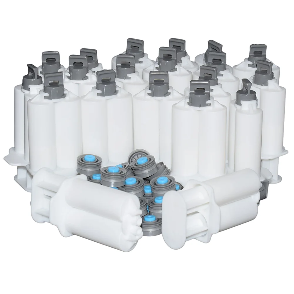 

1pc/10pcs/20pcs 25ml AB Glue Tube Empty 1:1 Adhesives Cartridge Syringe Dispenser with Sealing Pistons and Hand Plunger