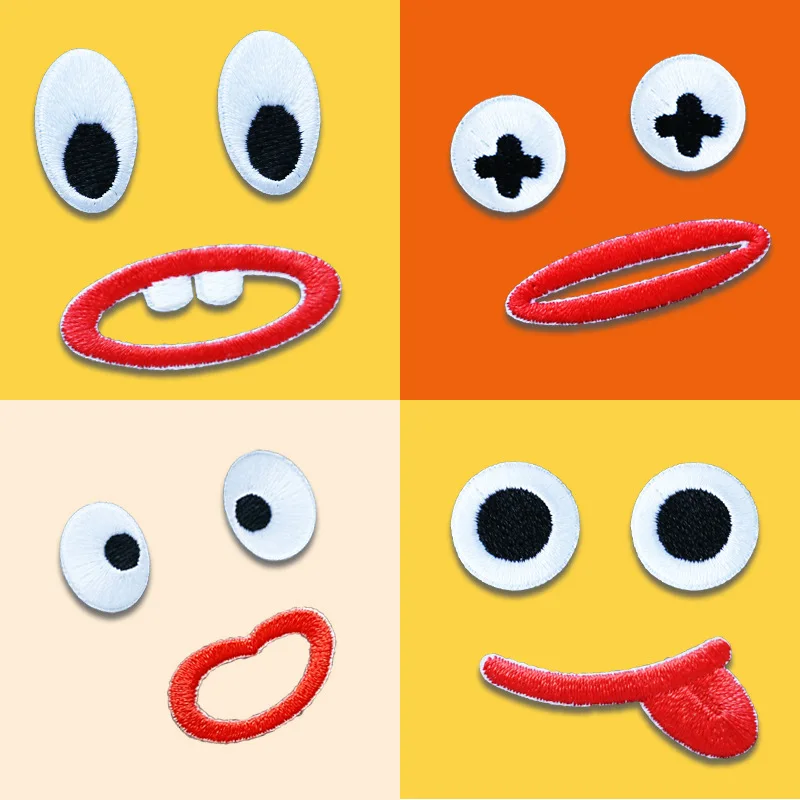 

New Funny Big Eyes Embroidered Patch Clothing Patches for Fabrics Shoes Patch Anime Patches on Clothes Embroidery Self-adhesive