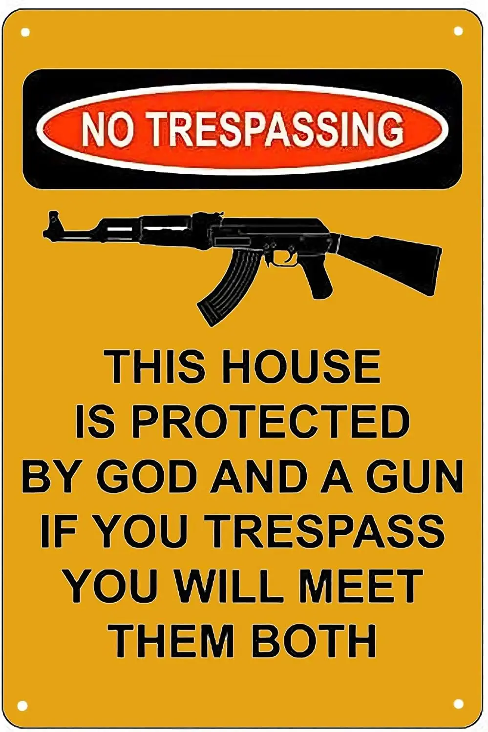 Metal Warning Tin Signs Funny No Trespassing This Property Is Protected By God And Gun Sign Wall Decorations For Home Backyard G
