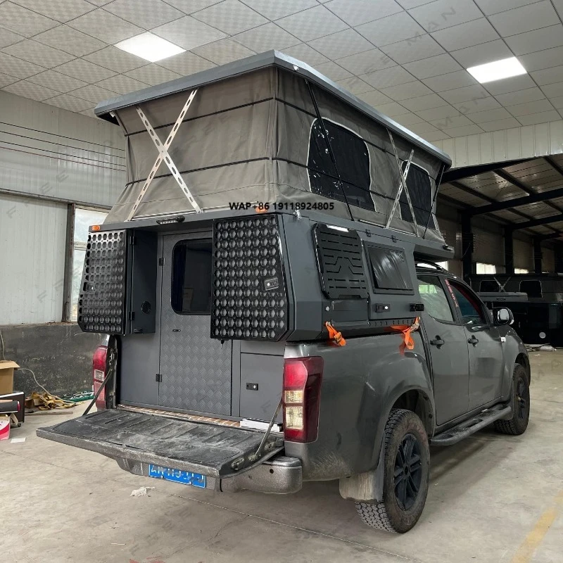 Lightweight Outdoor Camping Soft Shell Roof Top Tent Modern Aluminum Pop-Up Campers with Straight Bracing Style for Truck Camper