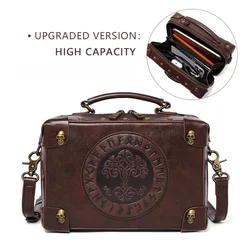 Women's Messenger Bag Leather Retro Steampunk Crossbody Shoulder Purse Satchel for Women Trendy Handbags