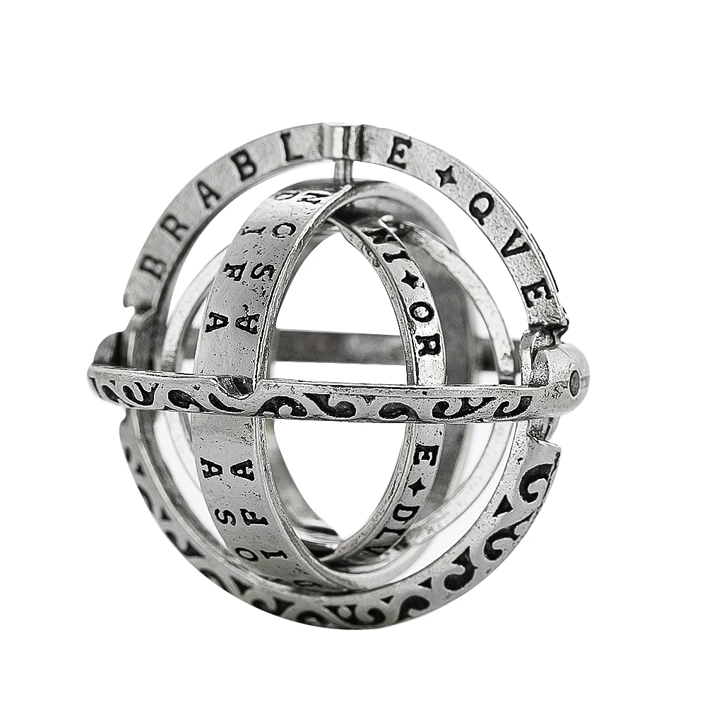 Fashion Astronomical Ball Pendant Necklace Rotate Sphere Cosmic Planet Choker Ring Science Souvenir Jewelry Gift for Women Men