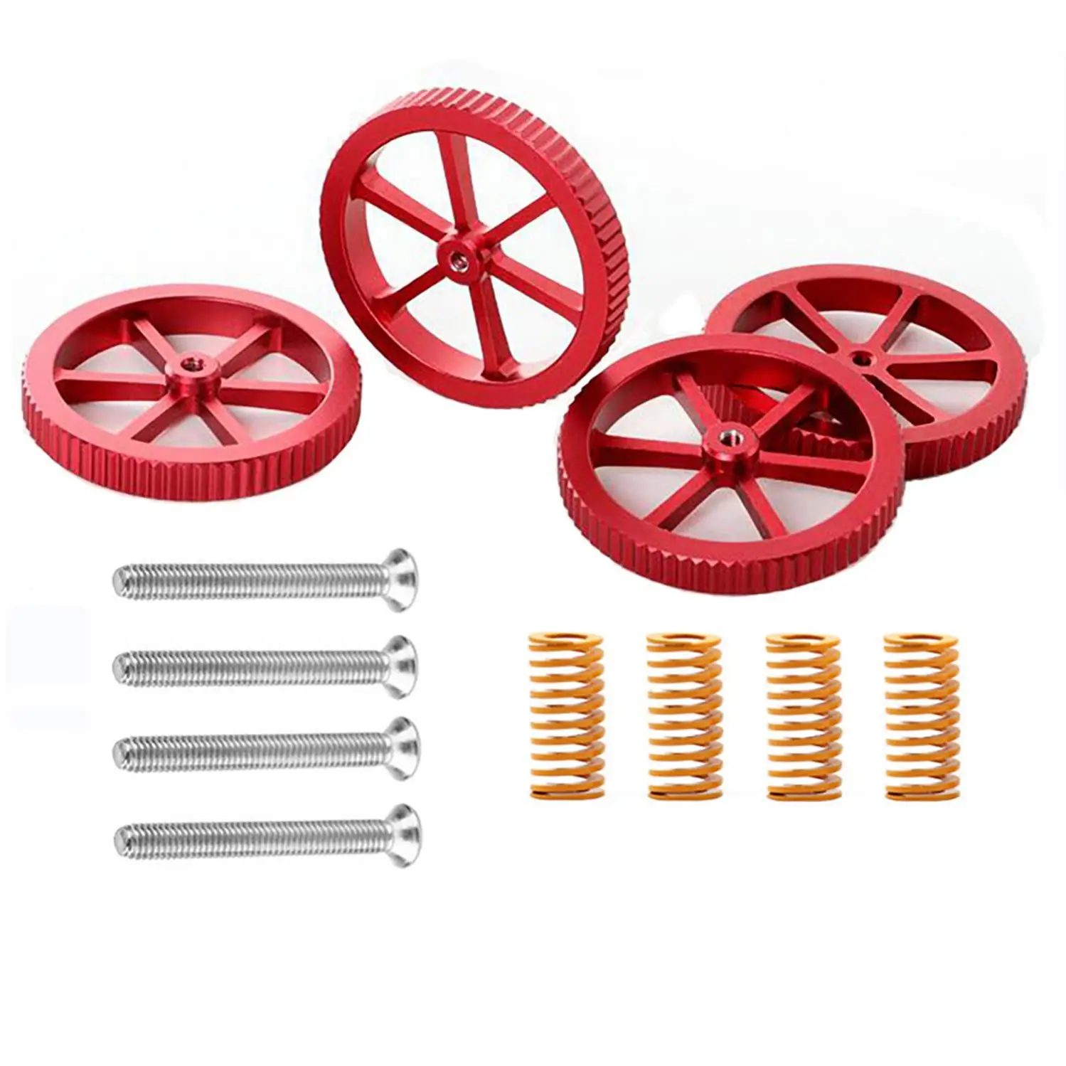 

4pcs Aluminum Hand 3D Printer Leveling Knob Spring Kit Fit for Creality / Ender / CR10 / 20 Series with 4pcs Screw