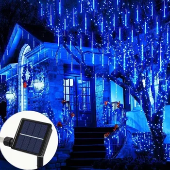 Güneş LED Meteor yağmur dize işık güzel 8 tüp dize işıklar düğün bahçe tatil noel sokak açık ağaç dekorasyon