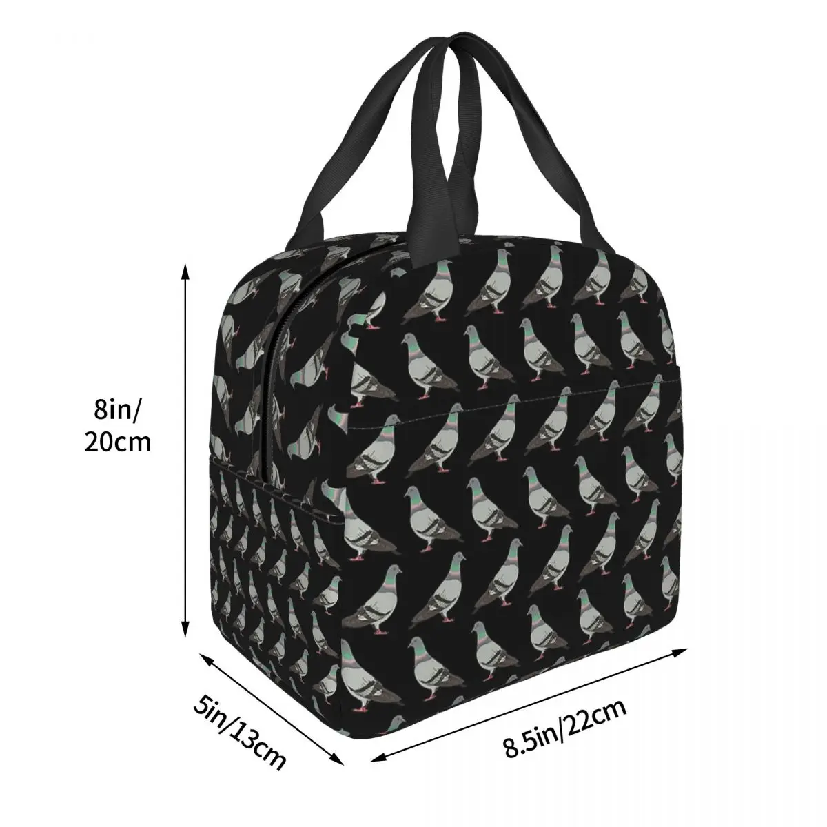 Pigeon Walk 2020, Black Background Lunch Bags Insulated Bento Box Portable Lunch Tote Picnic Bags Thermal Bag for Woman Travel