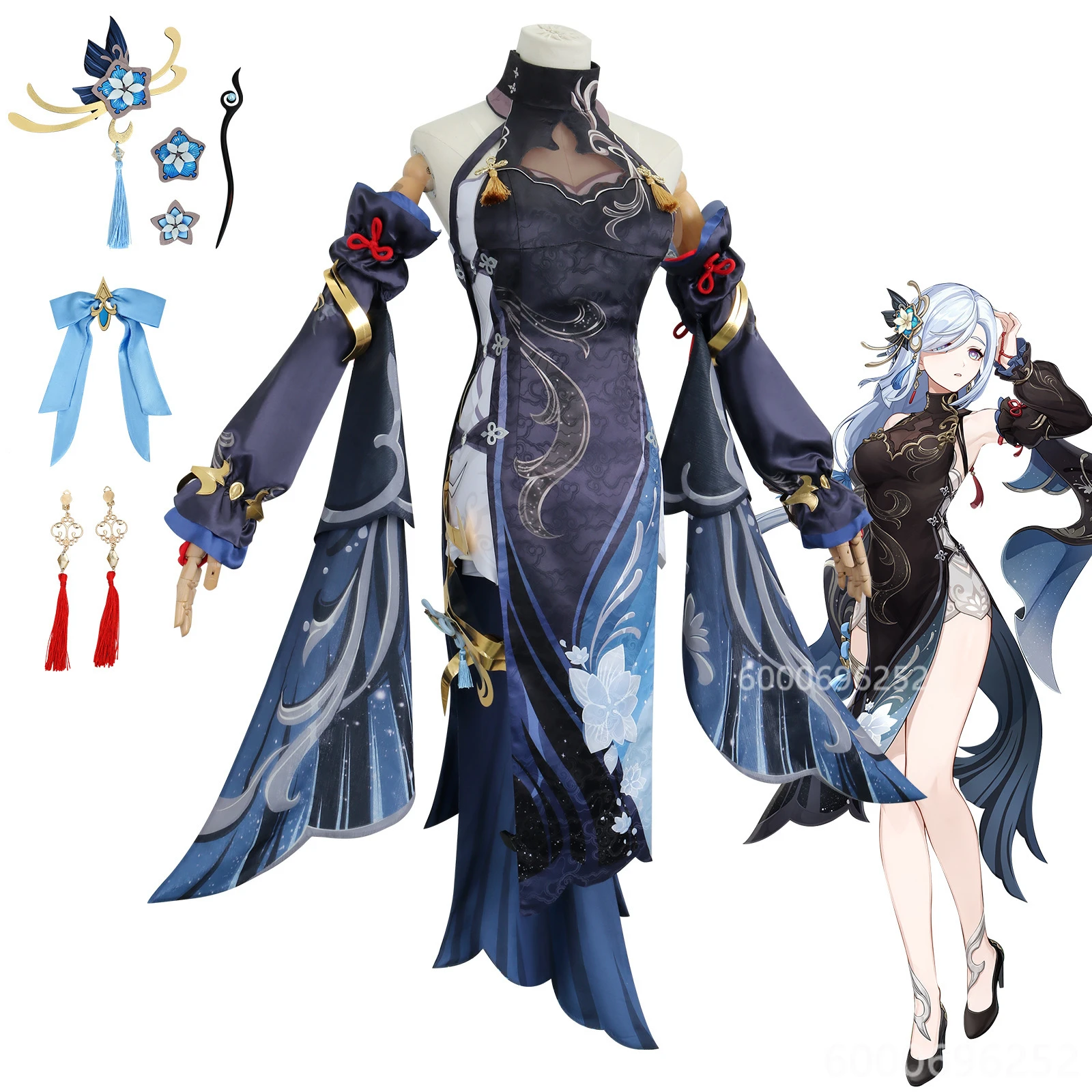 Shen He Cosplay Costume Frostflower Dew Dress Genshin Impact Lantern Rite Shenhe New Cosplay Outfits Ganyu Included New Arrival