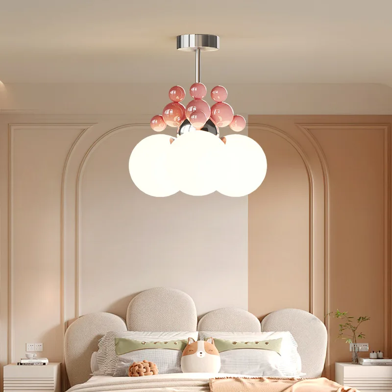 

New Eye Protection Cream Wind Children's Bedroom Ceiling Light, Study Luxury Pumpkin Pendant Light