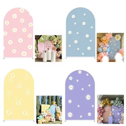 Mehofond Daisy Flower Pink Blue Arched Backdrop Cover Groovy Birthday Party Arches for Baby Shower Balloon Parties Decor Props