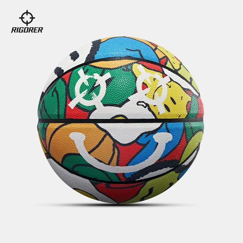 RIGORER Adult bizarre smiling face PU basketball Professional competition ball Full spherical particles with