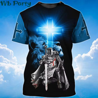 Knight Pattern Print Clothes Men O-Neck T-shirt Men's Summer Clothes Graphic Tees Men Short Sleeve Tee Knight Shirts Graphic Tee